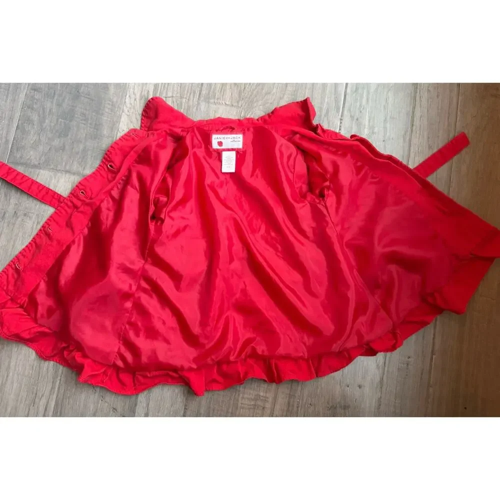 Janie and Jack Toddler Girl Red Peplum Jacket 2T 3T Cotton Lined Belted Coat